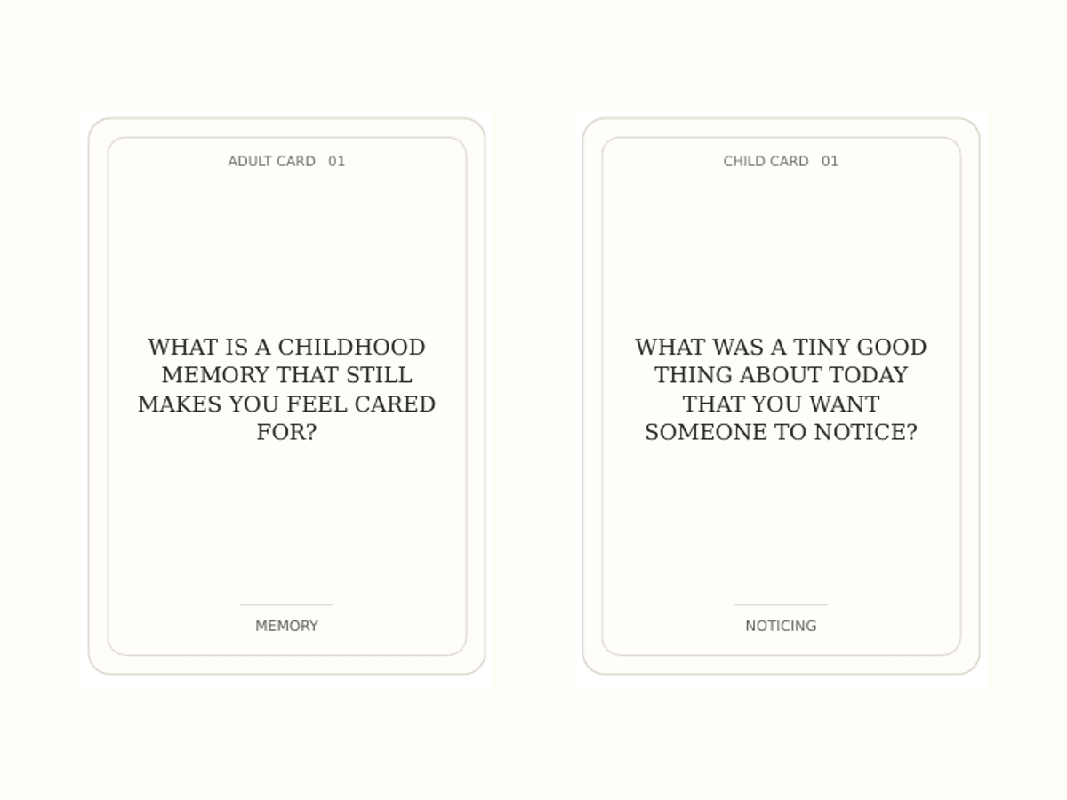 Preview with one printable Adult Card and one printable Child Card.